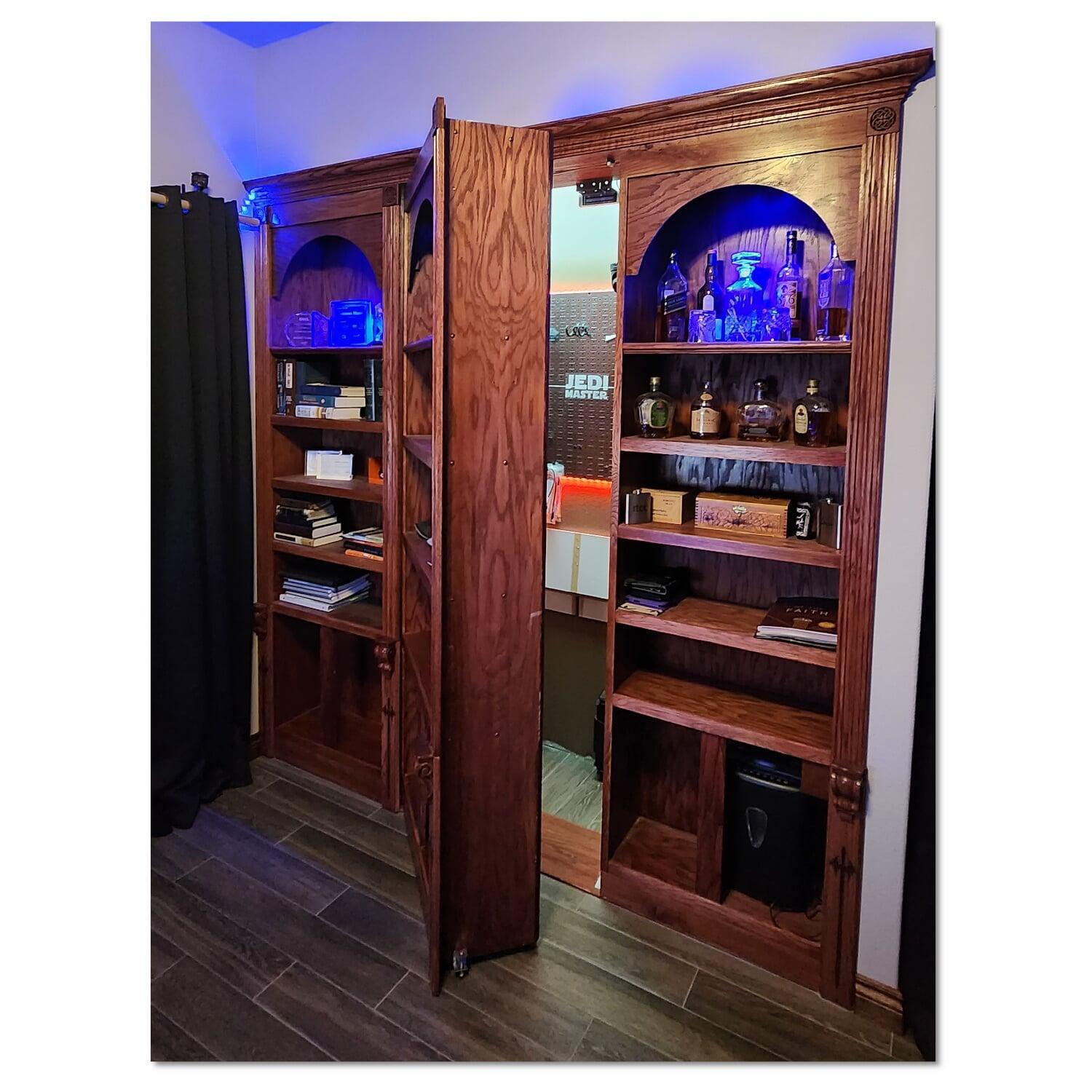 Hidden door bookcase mechanism